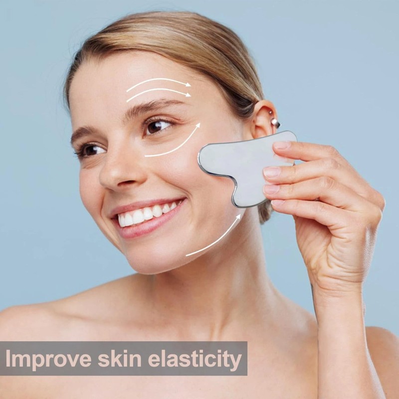 Quacc Guasha Facial Tool Stainless Steel Gua Sha Face Massage