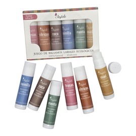 Eleytele Lip Balm Set - Set of 6 Natural and Organic Lip Balms | Flavors: Coconut, Vanilla, Honey, Mint, Strawberry, Citrus | Hydration, Daily Care, Ideal Gift