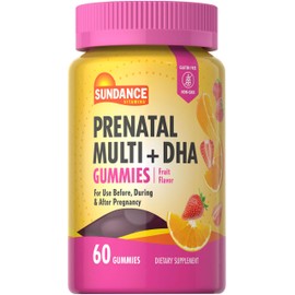 Sundance Prenatal Gummy Vitamin for Women | with DHA & Folate | 60 Count | Fruit Flavor | for Use Before, During, and After Pregnancy | Non-GMO & Gluten Free Supplement