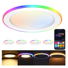 CLOUDY BAY [4 Pack] 6 Inch RGB Smart Recessed Lighting with Gradient Accent Light and Night Light,2700K~6500K,15W Recessed Lights Ultra-Thin Downlight Compatible with Alexa and Google Home Assistant