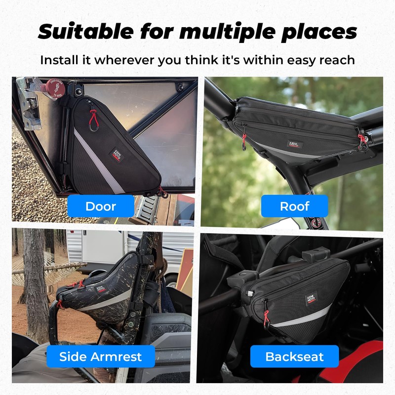 KEMIMOTO UTV Roll Bar Triangle Storage Bag, Water Resistant Universal