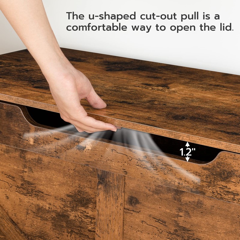 HOOBRO Storage Bench, 39.4” Retro Wooden Storage Chest with U-Shaped