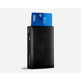 TITAN X Trifold Wallet | Minimalist Slim Metal Leather anti RFID Wallet | Front Pocket Minimalist Wallet For Men, Gift Boxed (Black Leather)