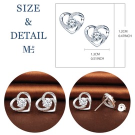 MicLee Women's Creole Earrings 925 Sterling Silver Sterling Zirconia Simple Empty Heart Earrings with Gift Bag Super Christmas Gift, Silver Cubic Zirconia