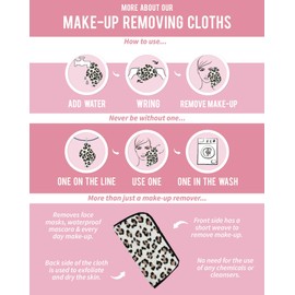 The Vintage Cosmetic Company, 7 Day Dual-Sided Make-up Removing Cloths Soft and Gentle on Skin Machine Washable Pink and Leopard Print