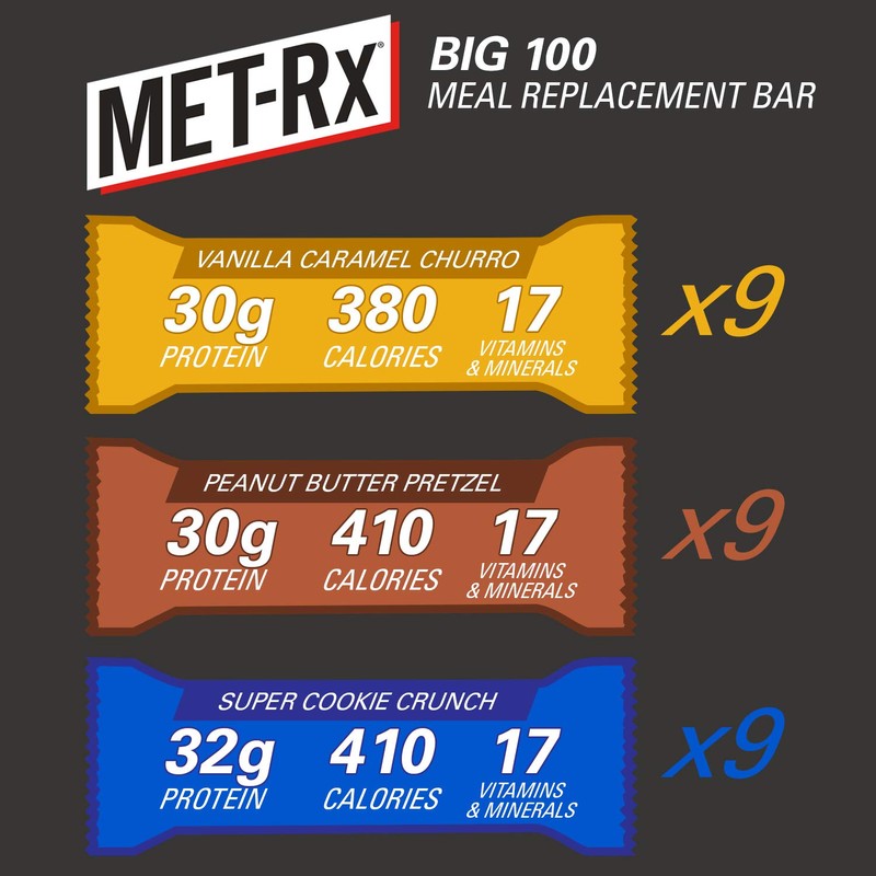 MET-Rx Big 100 Colossal Protein Bars, Healthy Meal Replacement Snack,