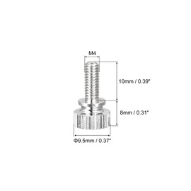 sourcing map Knurled Thumb Screws, M4x10mm Brass Shoulder Bolts Grip Knobs Fasteners, Nickel Plated 8Pcs