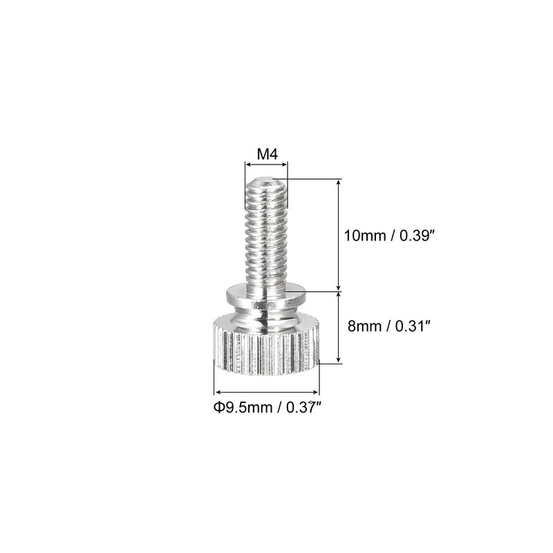 sourcing map Knurled Thumb Screws, M4x10mm Brass Shoulder Bolts Grip