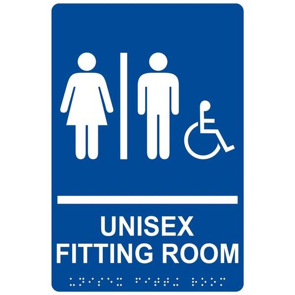 ComplianceSigns.com Accessible Unisex Fitting Room Sign, ADA-Compliant Braille and Raised