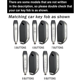 ontto 5-Button Key Fob Case Compatible with Kia Telluride Sorento EV9 2023 2024 2025,Smart Remote Car Key Cover with Fluorescent Strips,Sporty Key Holder with Keychain,Black