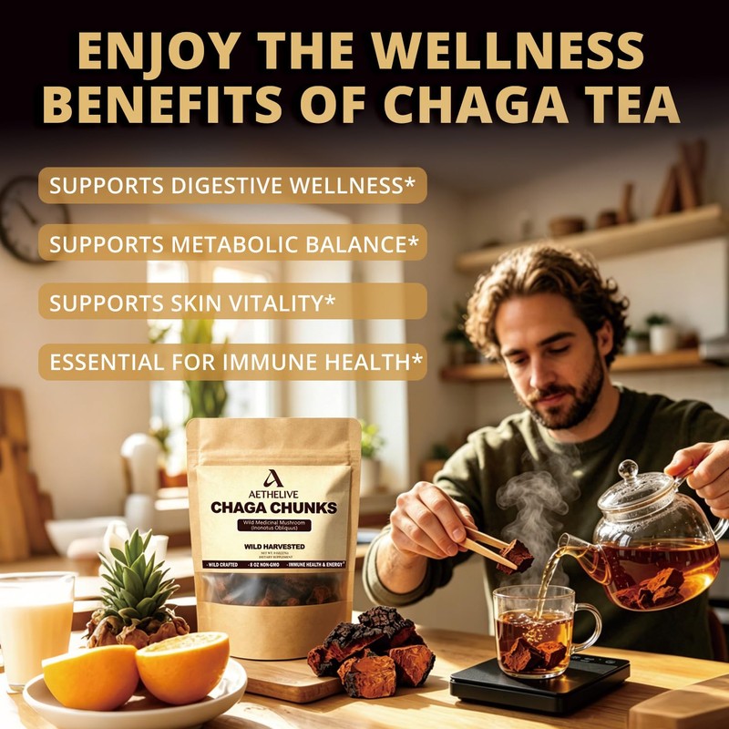 Chaga Mushroom Chunks - 8 ounce, 100% Wild Harvested with