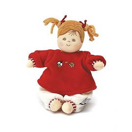 Sterntaler 3001570 Soft Doll Magdalena, Integrated Rattle, Age: for Babies from Birth, 23 cm, Red/Beige, Colourful, S