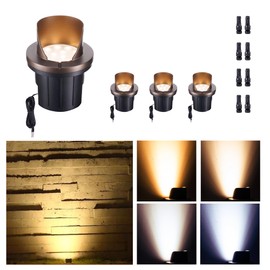 Varmtalys LED In-Ground Well Lights, Low Voltage Landscape Lights Outdoor Uplighting, 12V Anti-Glare IP67 Wired ORB Fixtures for Trees & Walls, 4 Pack, Color Temp Random: 3000K or Upgrated 5CCT