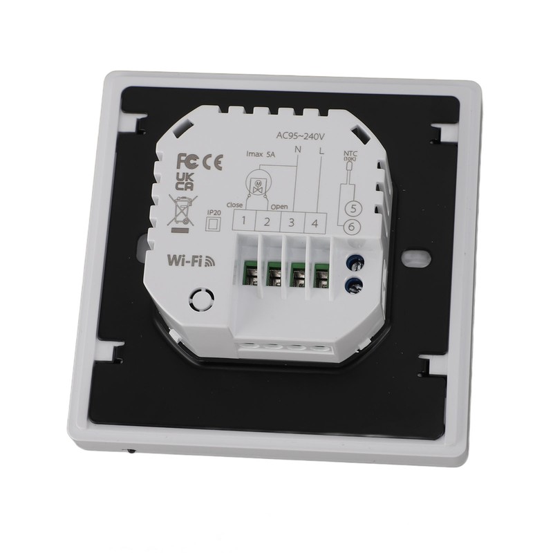 Smart Digital Thermostat 5A AC 95‑240V IP20 White Adjustable Backlight