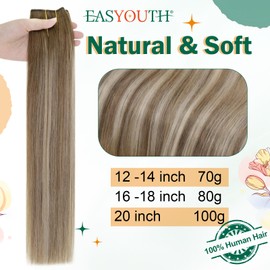 Easyouth Wire Hair Extensions Human Hair 18 Inch Balayage Wire Human Hair Extensions Invisible Hair Brown to Medium Blonde Ombre Wire Extensions Real Human Hair 80g