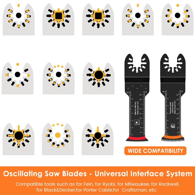 24Pcs Extra Long Oscillating Saw Blade Set Universal Bimetal Oscillating