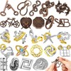 Metal Brain Teaser Puzzles 24 Pack - Assortment of Difficult