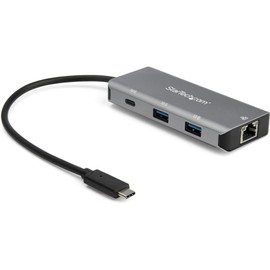 StarTech.com 3 Port USB C Hub with Gigabit Ethernet RJ45 GbE Port - 2X USB-A, 1x USB-C - SuperSpeed 10Gbps USB 3.1,3.2 Gen 2 Type C Hub Adapter - USB Bus Powered - Works with TB3 (HB31C2A1CGB)