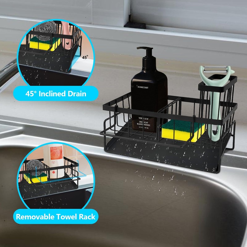 JRJRN Sink Caddy Organiser, Kitchen Sinks Organiser, Sponge Drainage Rack,