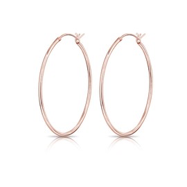 DTPsilver® 925 Sterling Silver Rose Gold Plated Round Hoop Earrings - Small/Medium/Large - Thickness 1.2mm - Diameter: 10, 12, 14, 16, 18, 20, 25, 30, 35, 40, 50, 60mm, Sterling Silver