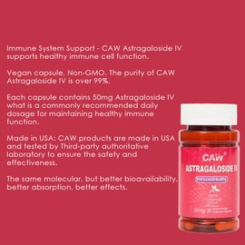 CAW Max Absorption Astragaloside IV 98% 50mg 90capsules | Immune Support | Anti-Aging Supplement | 50mg 30 Enteric-Coated Vegetarian Capsules 3 Bottles
