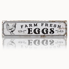 Rustic Farmhouse Style Chicken Coop Sign, Metal Outdoor Chicken House Signs, Farm Fresh Eggs Signs, Retro Metal Tin Sign, Farmhouse Decor, Backyard Hen House Gift 15.8x4 Inch