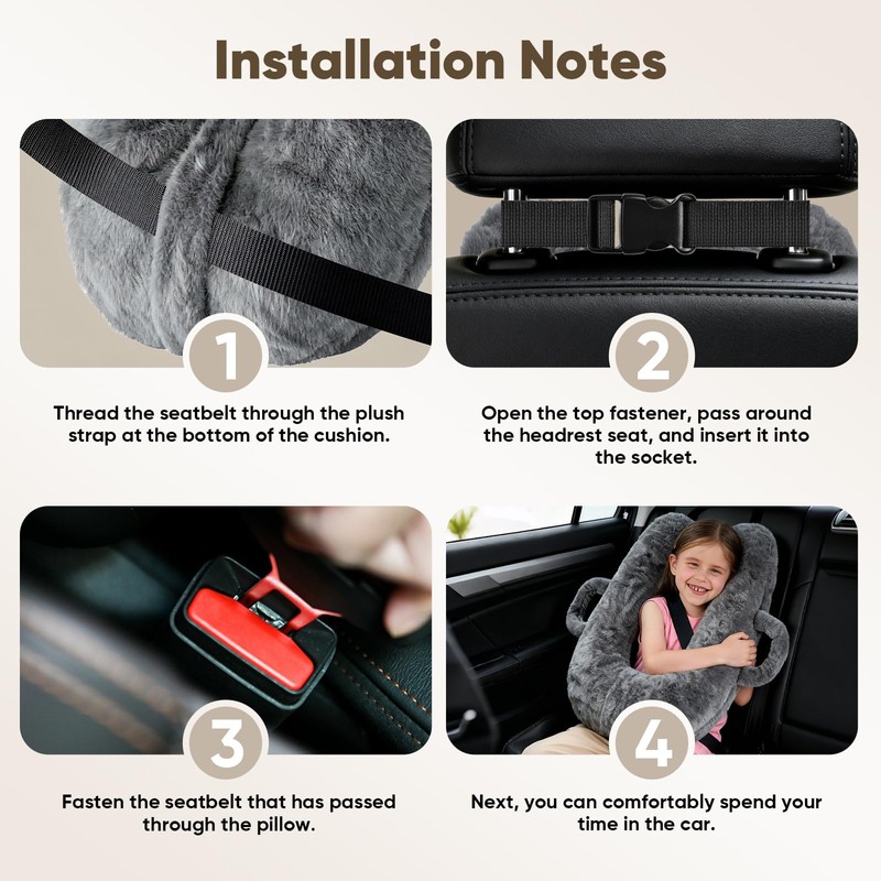 Plzpik Car Pillow for Kids, Removable, Washable Pillowcases and Pillow
