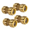 PROCURU 4-Pack 1/2-Inch Pushfit Coupling, Push-to-Connect Brass Plumbing Fitting for
