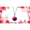 Aloha Red Rose Real Necklace with Flower Pendant, Steel Chain,