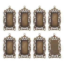 Pandahall 10pcs Antique Bronze Rectangle Pendant Tray Blank Bezel Charms for Jewelry Making Tray: 38x19mm/1.5x0.75inch