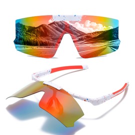 Cleoxyge Polarised Cycling Glasses Men Women Quick Glasses Sunglasses Mirrored Lens UV400 Protection Sports Glasses for Fishing Cycling MTB Road Bike Driving (Orange Lens)