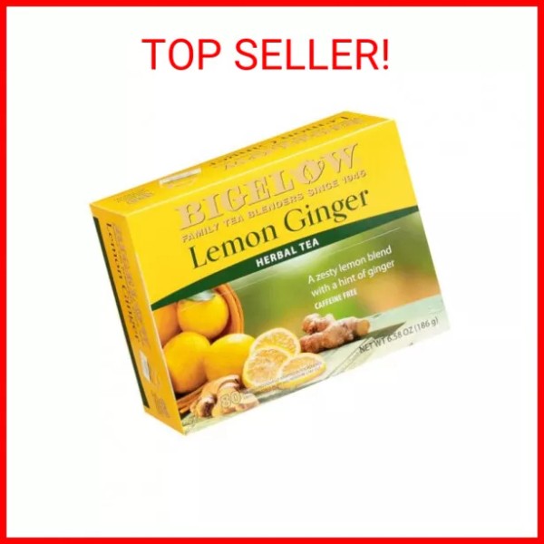 Bigelow Lemon Ginger, 80ct Box Caffeine Free Herbal Tea ,