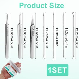 7 Stück Edelstahl Mitesserentferner Set, Pickel Entferner Werkzeug Mit Box, Komedonenquetscher Set für Gesichtspflege, Anti-Mitesser Pickelpinzette und Akne Nadel für Unreinheiten T-Zone Stirn Nase