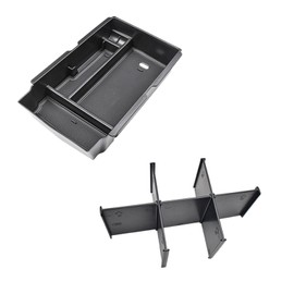 HGWEI Center Console Organizer Compatible with Honda CRV 2023 2024 2025 Accessories, 2PCS Armrest Storage Box Interior Secondary Dividers Compartment Insert Tray, Black