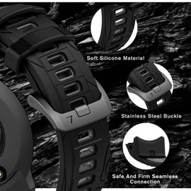 HAYONLIY Sport Band Compatible for Garmin Instinct 3 45mm/Instinct 3 50mm, 22mm/26mm Soft Silicone Waterproof Adjustable Strap for Garmin Instinct 3 SOLAR/AMOLED for Men Women