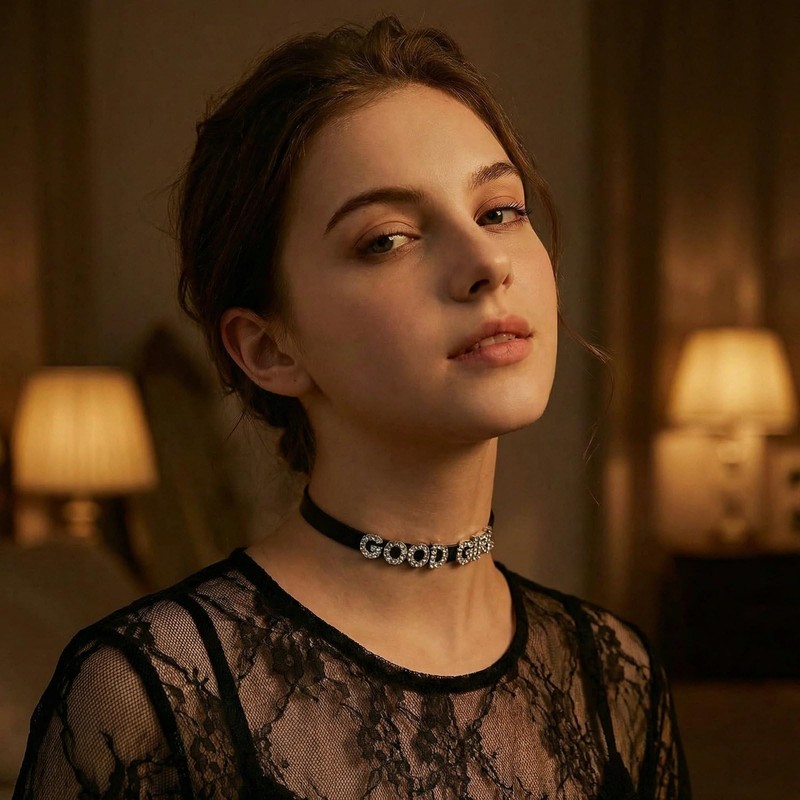 2PCS Goth Heart Chain Layered Choker Necklace For Women,Goodgirl Collar