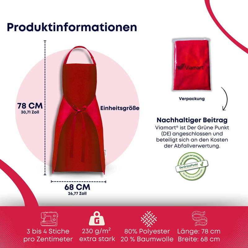 Viamart® Kitchen Apron - Gastro Quality - Unisex - Washable
