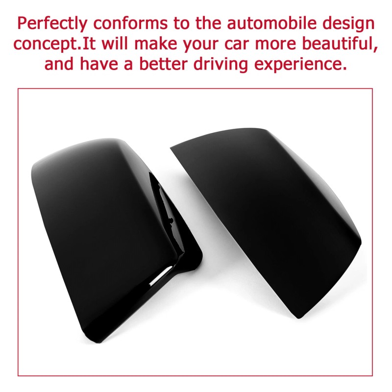 HECASA Gloss Black Side Mirror Cover Cap Replacement For Toyota