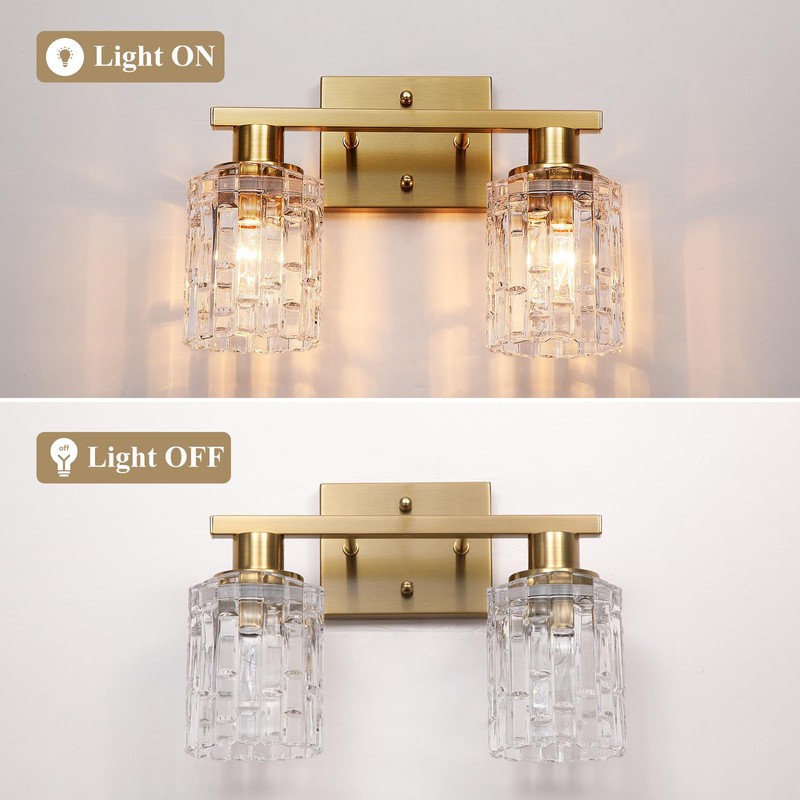 huong son 2 Light Brushed Gold Bathroom Vanity Light Over