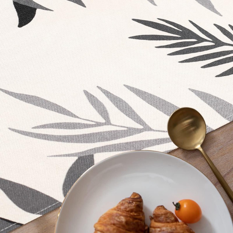 Table Runner Grey Modern Table Runner Black Leaves Table Runner