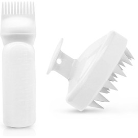 Root Comb Applicator Bottle and Scalp Massager Shampoo Brush Hair Coloring Dye for Home Salon Comb Applicators (White)