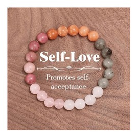 Iborov Stone Beads Bracelet for Women Men's, Protection Healing Crystal Bracelet, Clear Quartz Rose Quartz Sunstone Labradorite Rhodochrosite 8mm Gemstone Beaded Stretch Bracelet Jewelry Gift