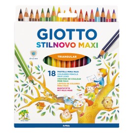GIOTTO Stilnovo Maxi Coloured Pencils Thick Triangular 4.3mm Lead Assorted Colours Pack of 18