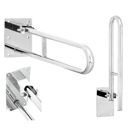 Stainless Steel Hinged Bathroom Safety Rail Grab Bar Support Drop Down, 600mm Length