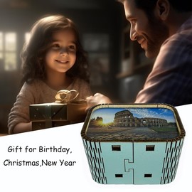 Italy Roma Music Box Collectible Souvenirs Clockwork Mechanism Wood Musical Gift for Wife Women Friends Love on Birthday Christmas Day Anniversary (ARRIVEDERCI Roma)