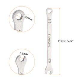 sourcing map 2pcs Thin Combination Wrench Metric 5.5mm 6-Point Ended Box 15 Degree Offset Open End Stainless Steel, Silver Tone