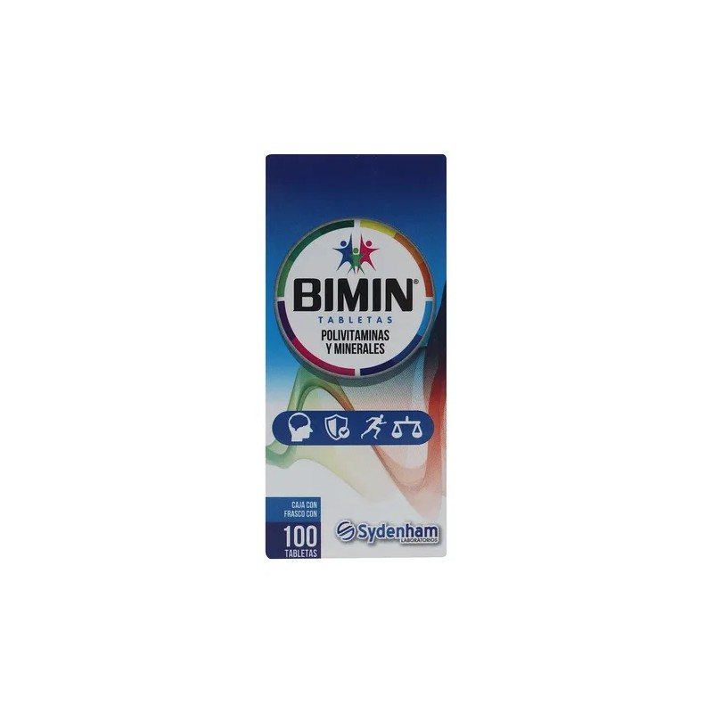 Bimin Polivitaminas Minerales 100 Tab Sydenham Suplemento Sabor