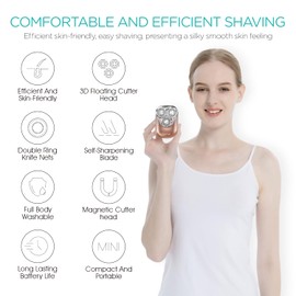 VOYOR Electric Razors for Women 3D Floating Blade Shaver for Women, Electric Shaver for Legs Bikini and Body Facial Hair Remover Women's Electric Shavers Waterproof Women's Grooming ES310 (Gold)