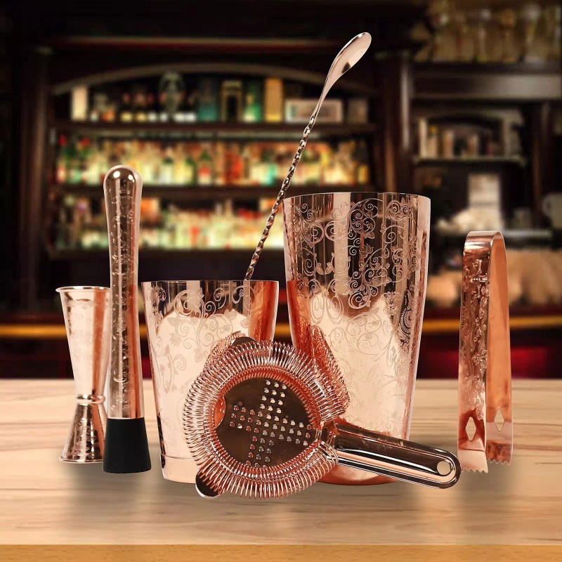 SKY FISH Bartender Kit Cocktail Shaker Set-6 Pieces Stainless Steel