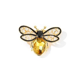 Yellow Crystal Bee Brooch Pin Honey Bee Brooches Crystal Insect Themed Bee Brooch Pins for Women Retro Corsage Lapel Pins Jewelry(yellow)